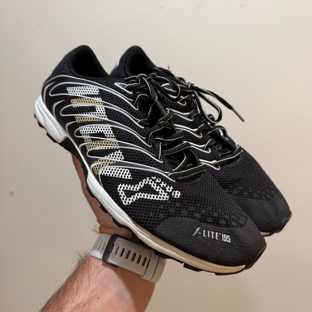Inov-8 F-Lite 195 Mens 10.5 Womens 12 Black White Training Shoes F0542